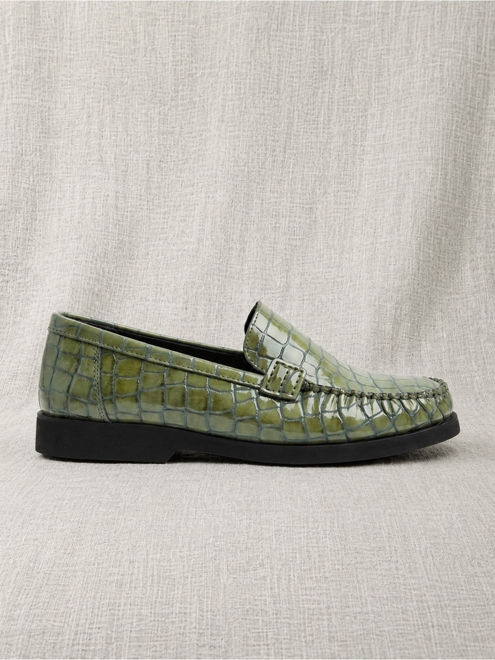 Genuine Moccasin Croc-Embossed Leather Penny Loafers German Made